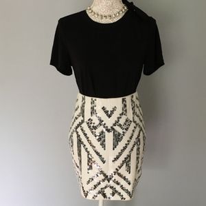 Express Sequin Aztec Print Bodycon Skirt
